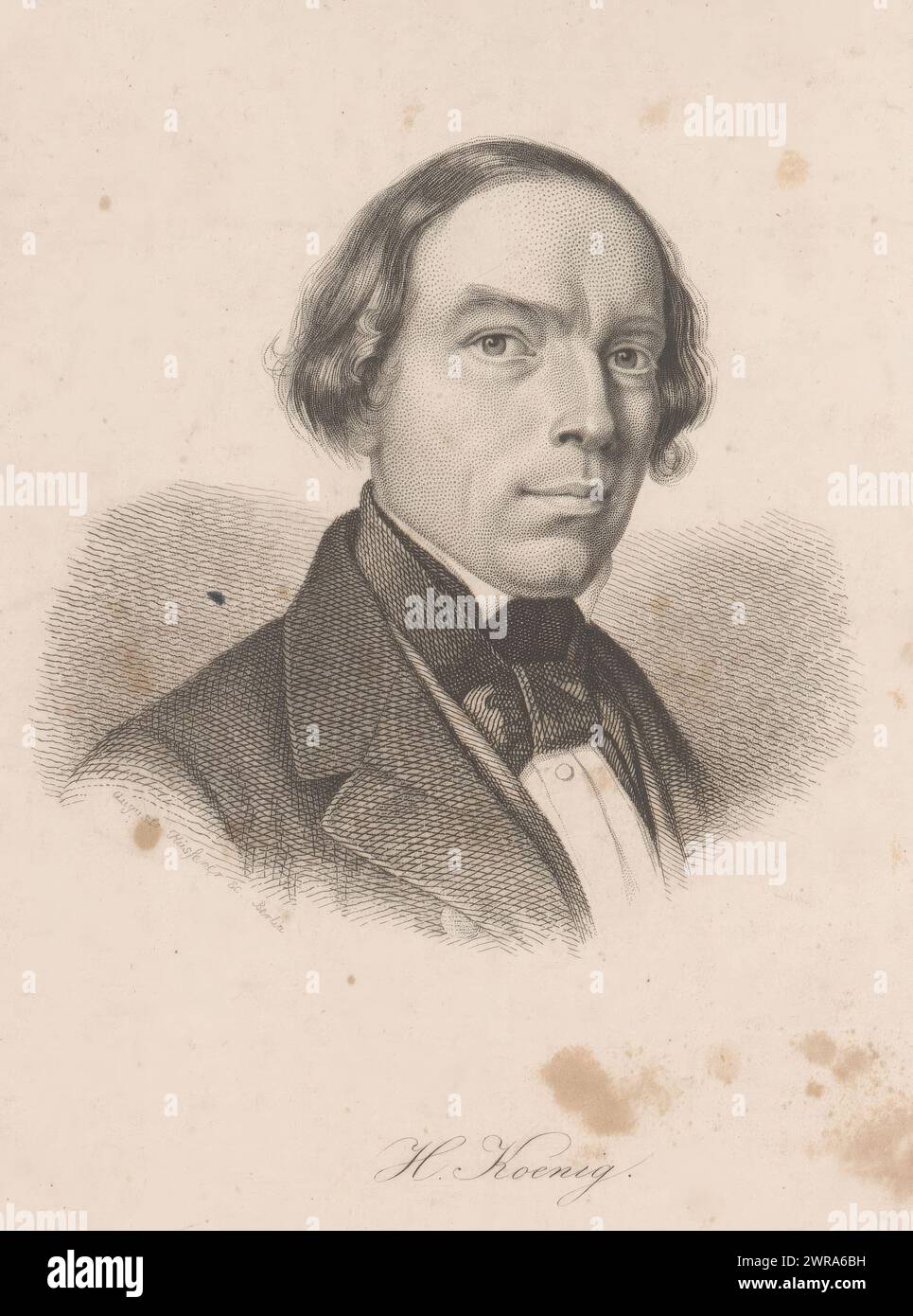 Portrait de Heinrich König, imprimeur : Auguste Hüssener, 1799 - 1877, papier, gravure, hauteur 205 mm × largeur 150 mm, tirage Banque D'Images