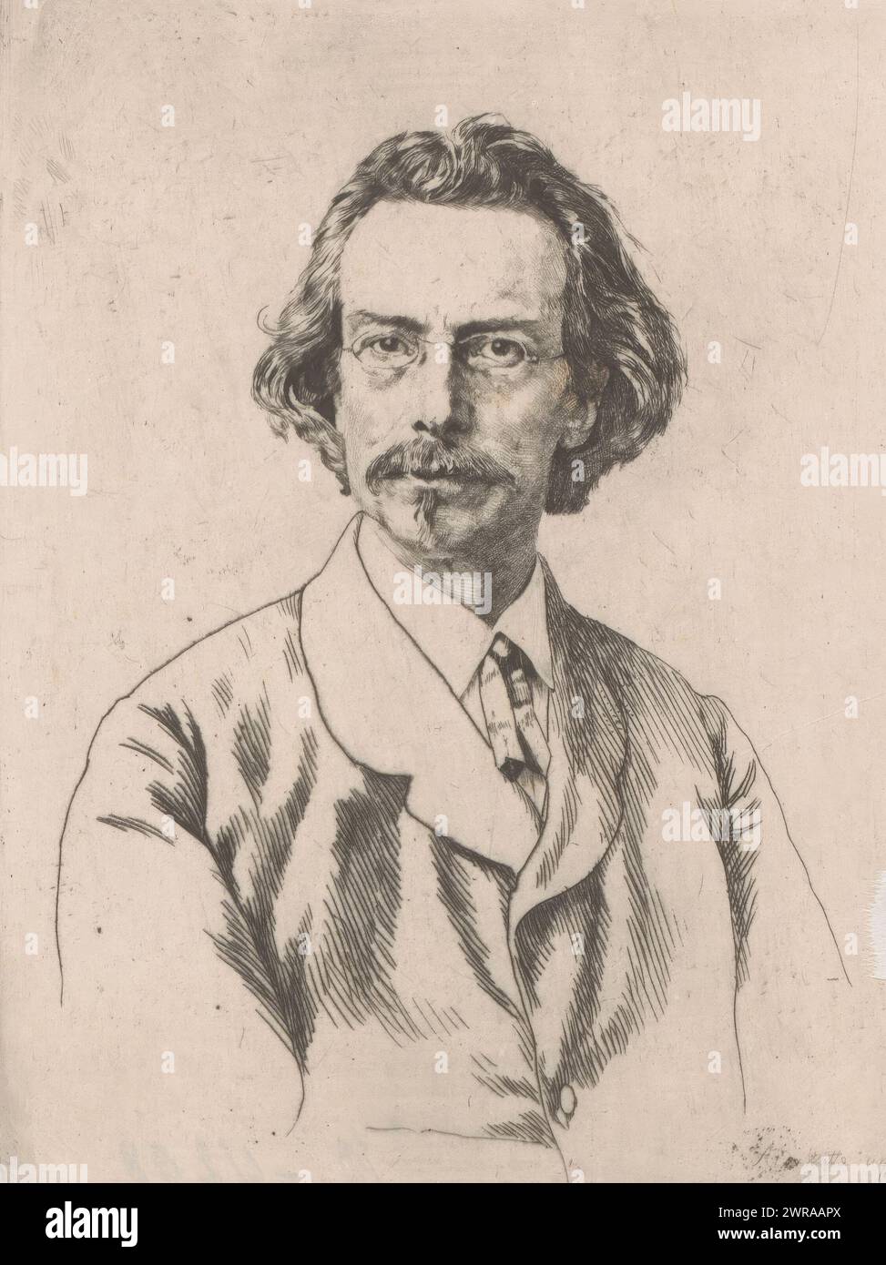 Portrait de Léonard Terry, imprimeur : Adrien de Witte, 1883, papier, gravure, retroussage, hauteur 160 mm × largeur 121 mm, impression Banque D'Images