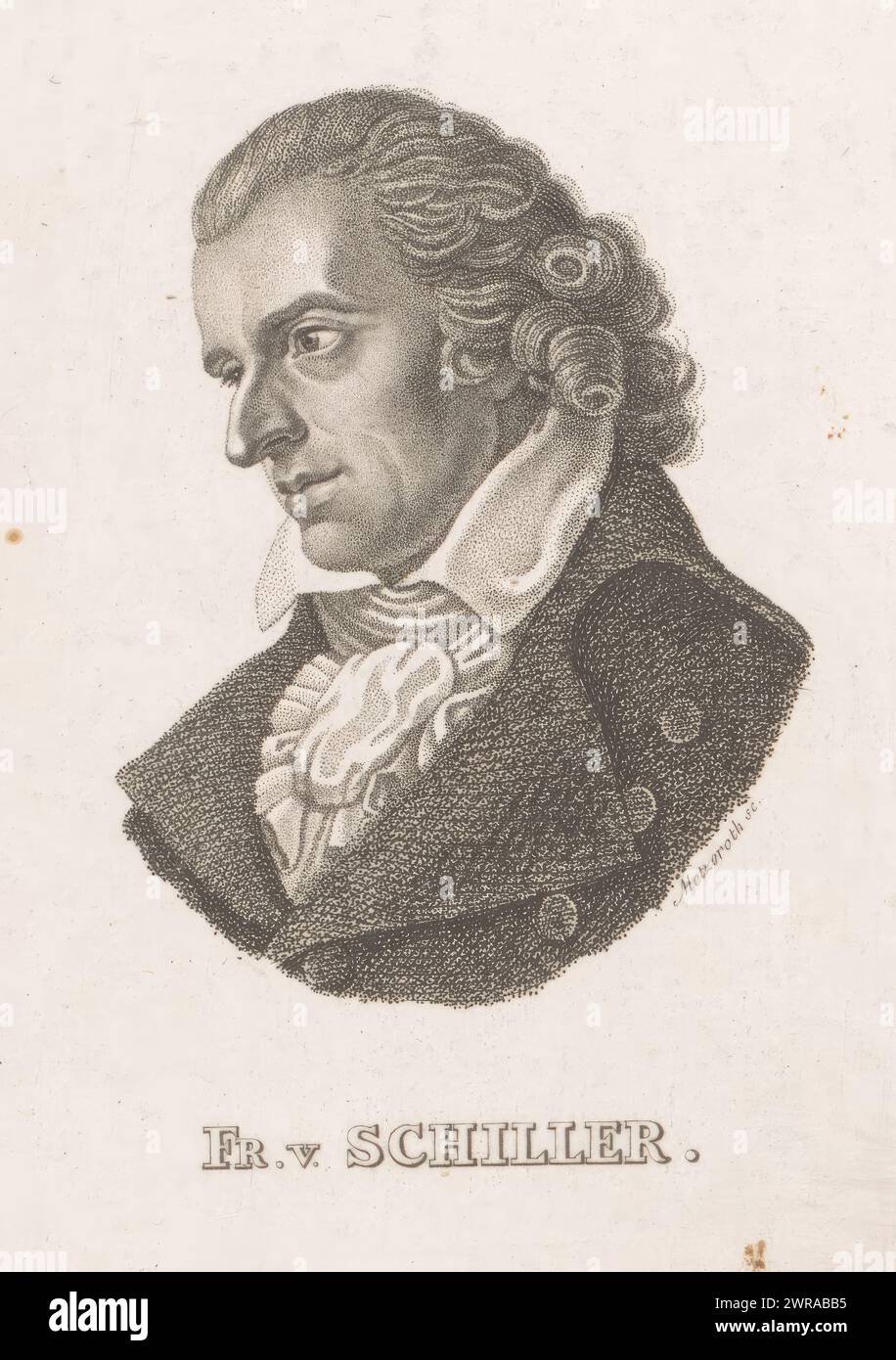 Portrait de Friedrich von Schiller, imprimeur : G. Metzeroth, 1800 - 1899, papier, hauteur 132 mm × largeur 109 mm, tirage Banque D'Images