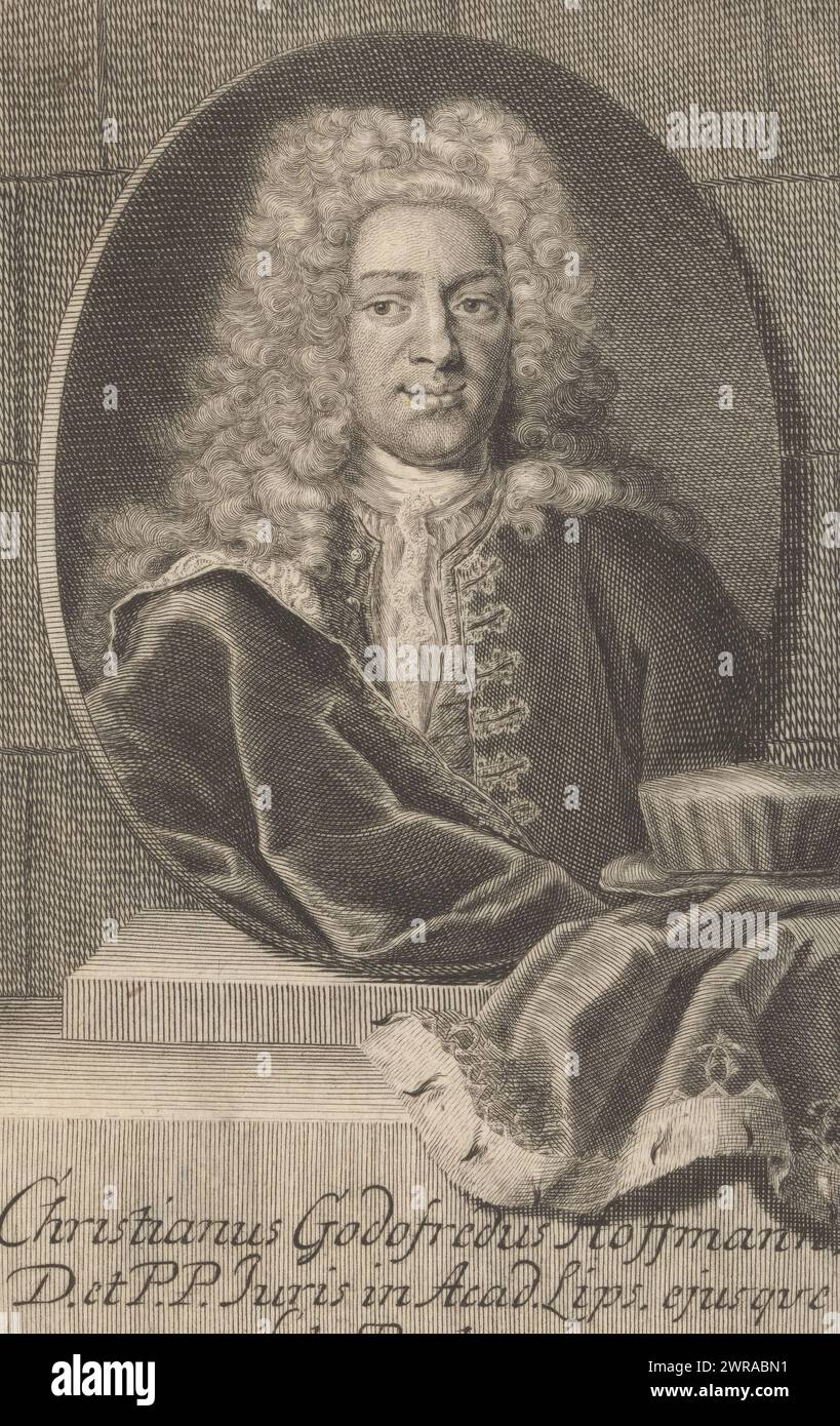 Portrait de Christian Gottfried Hofmann, imprimeur : Martin Bernigeroth, Leipzig, 1723, papier, gravure, hauteur 167 mm × largeur 101 mm, impression Banque D'Images