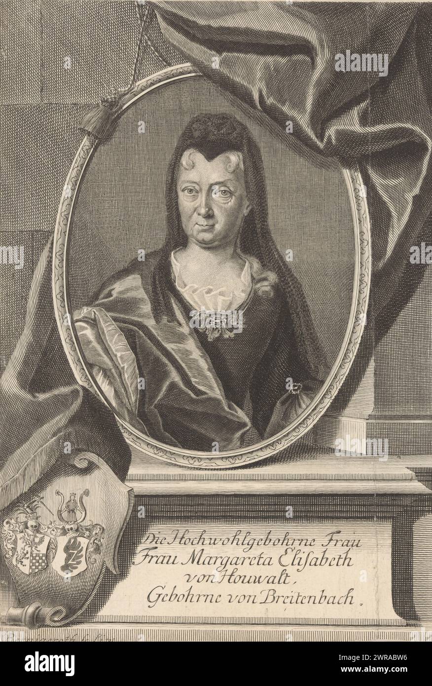 Portrait de Margareta Elisabeth von Houwalt, imprimeur : Martin Bernigeroth, Leipzig, 1680 - 1733, papier, gravure, hauteur 277 mm × largeur 188 mm, impression Banque D'Images