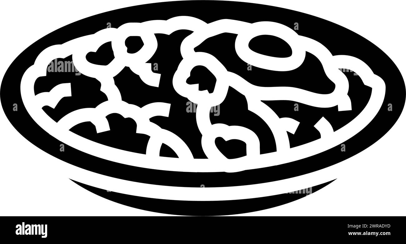 illustration vectorielle d'icône de glyphe de cuisine de poulet au basilic thaïlandais Illustration de Vecteur