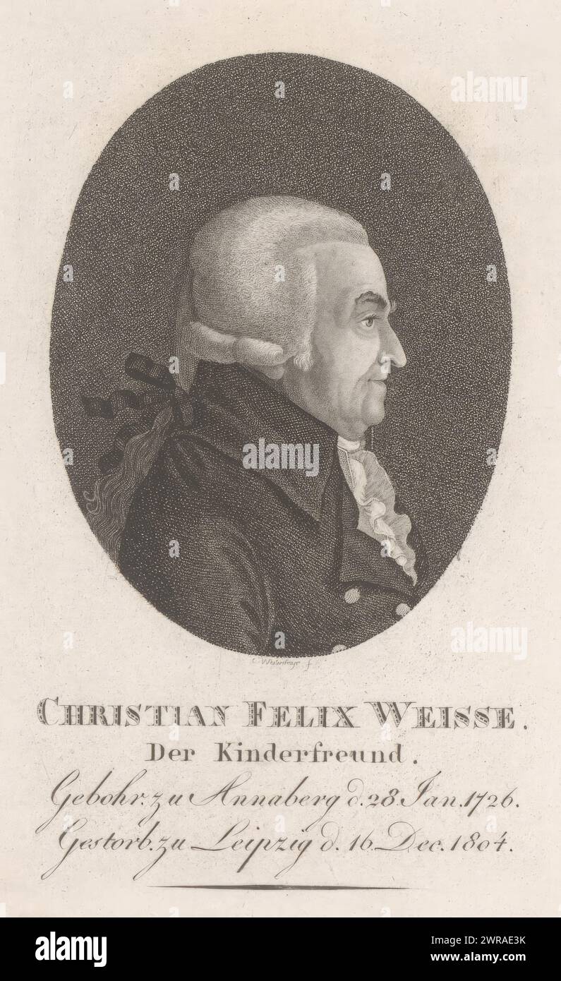 Portrait de Christian Felix Weisse, imprimeur : Konrad Westermayr, Allemagne, 1804 - 1834, papier, hauteur 134 mm × largeur 87 mm, tirage Banque D'Images