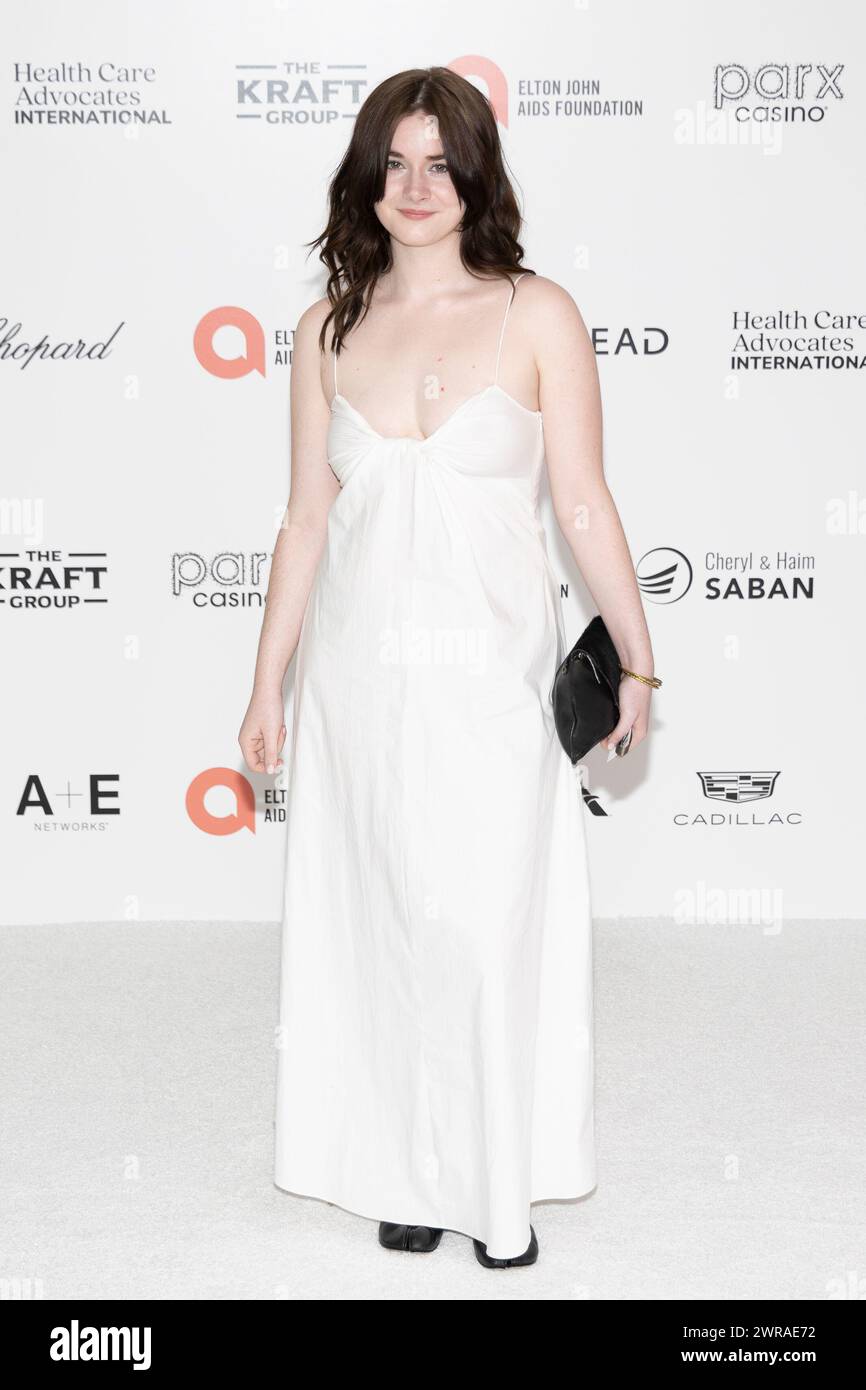 West Hollywood, États-Unis. 10 mars 2024. Harlow Jane-Arquette assiste aux arrivées de la 32e soirée annuelle des Elton John AIDS Foundation Academy Awards au City of West Hollywood Park à West Hollywood, CA, le 10 mars 2024. (Photo de Corine Solberg/SipaUSA) crédit : Sipa USA/Alamy Live News Banque D'Images