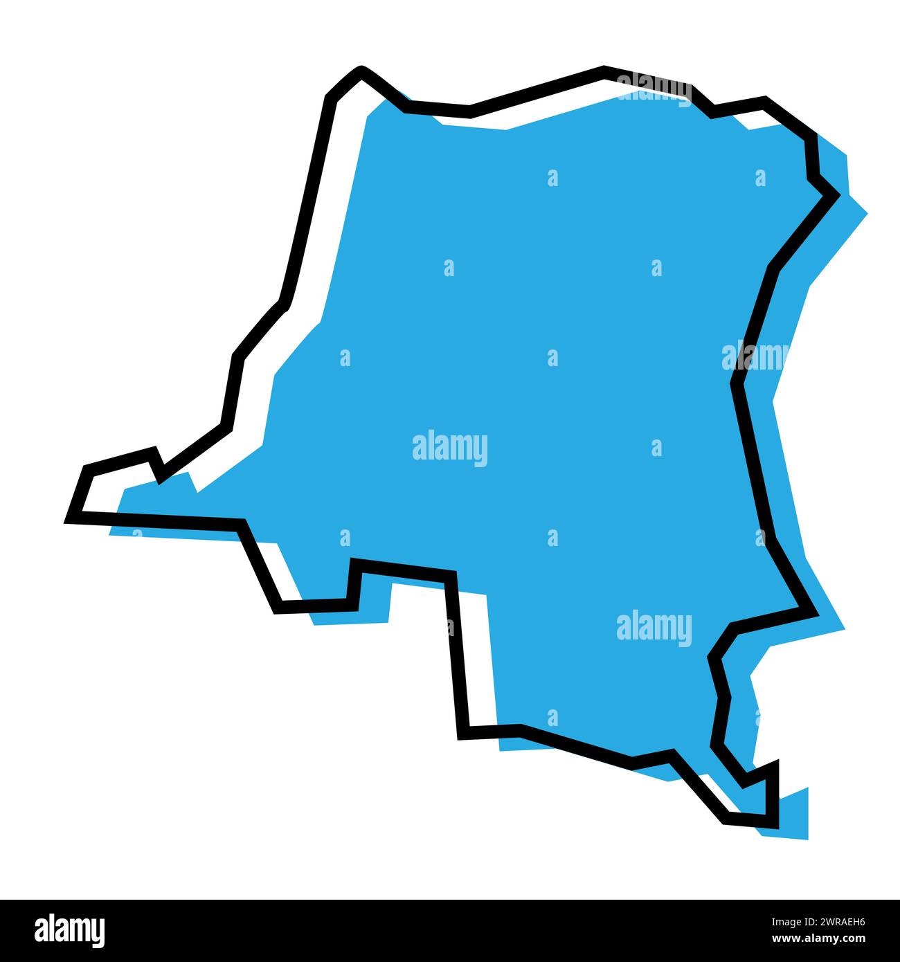 République démocratique du Congo carte simplifiée du pays. Silhouette bleue avec contour noir épais isolé sur fond blanc. Icône vectorielle simple Illustration de Vecteur République démocratique du Congo carte simplifiée du pays. Silhouette bleue avec contour noir épais isolé sur fond blanc. Icône vectorielle simple Illustration de Vecteur