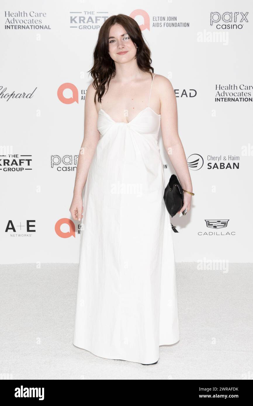 West Hollywood, États-Unis. 10 mars 2024. Harlow Jane-Arquette assiste aux arrivées de la 32e soirée annuelle des Elton John AIDS Foundation Academy Awards au City of West Hollywood Park à West Hollywood, CA, le 10 mars 2024. (Photo de Corine Solberg/SipaUSA) crédit : Sipa USA/Alamy Live News Banque D'Images