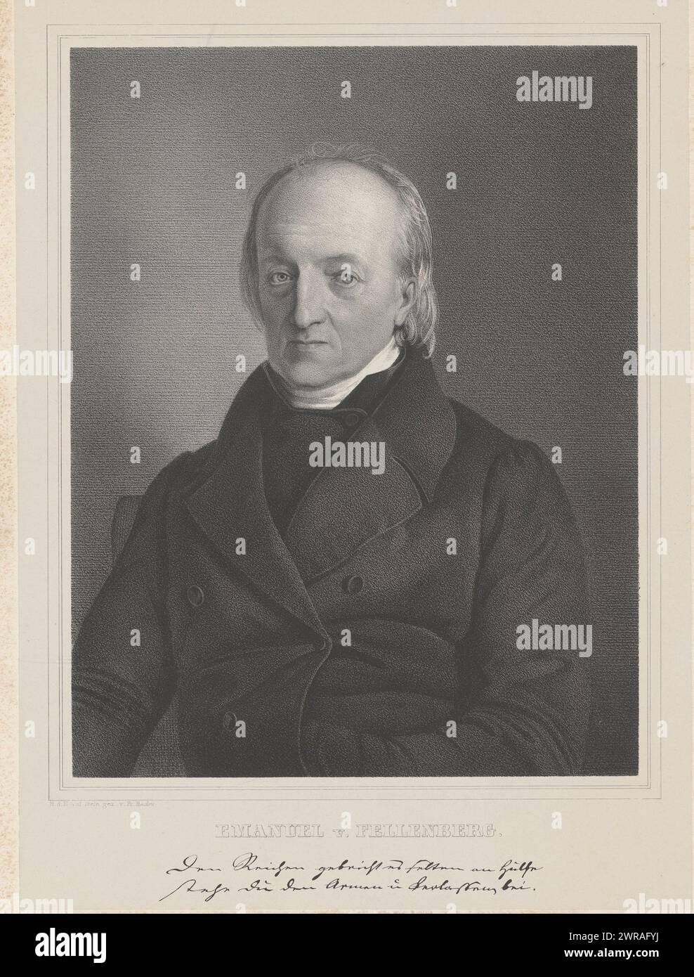 Portrait de Philipp Emanuel von Fellenberg, Emanuel v. Fellenberg (titre sur objet), légende en fac-similé., imprimeur : Friedrich Hasler, 1818 - 1871, papier, hauteur 584 mm × largeur 449 mm, tirage Banque D'Images