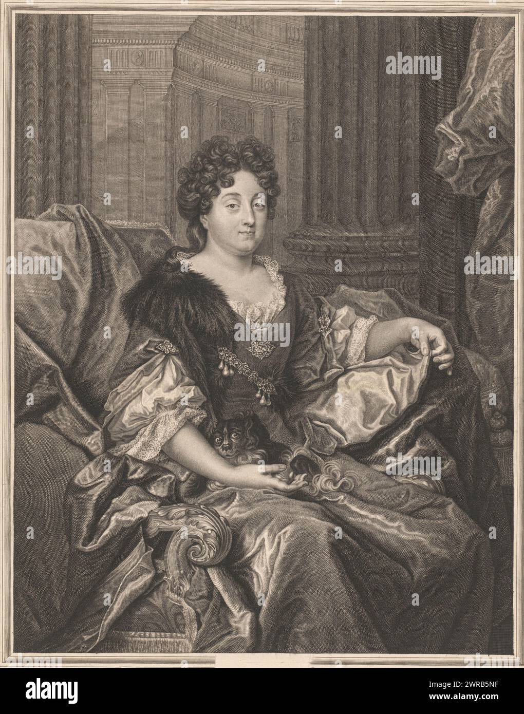 Portrait de Marie de L'Aubespine, imprimeur : Pierre Drevet, après peinture par : Nicolas de Largillière, France, 1698, papier, gravure, hauteur 469 mm × largeur 345 mm, impression Banque D'Images