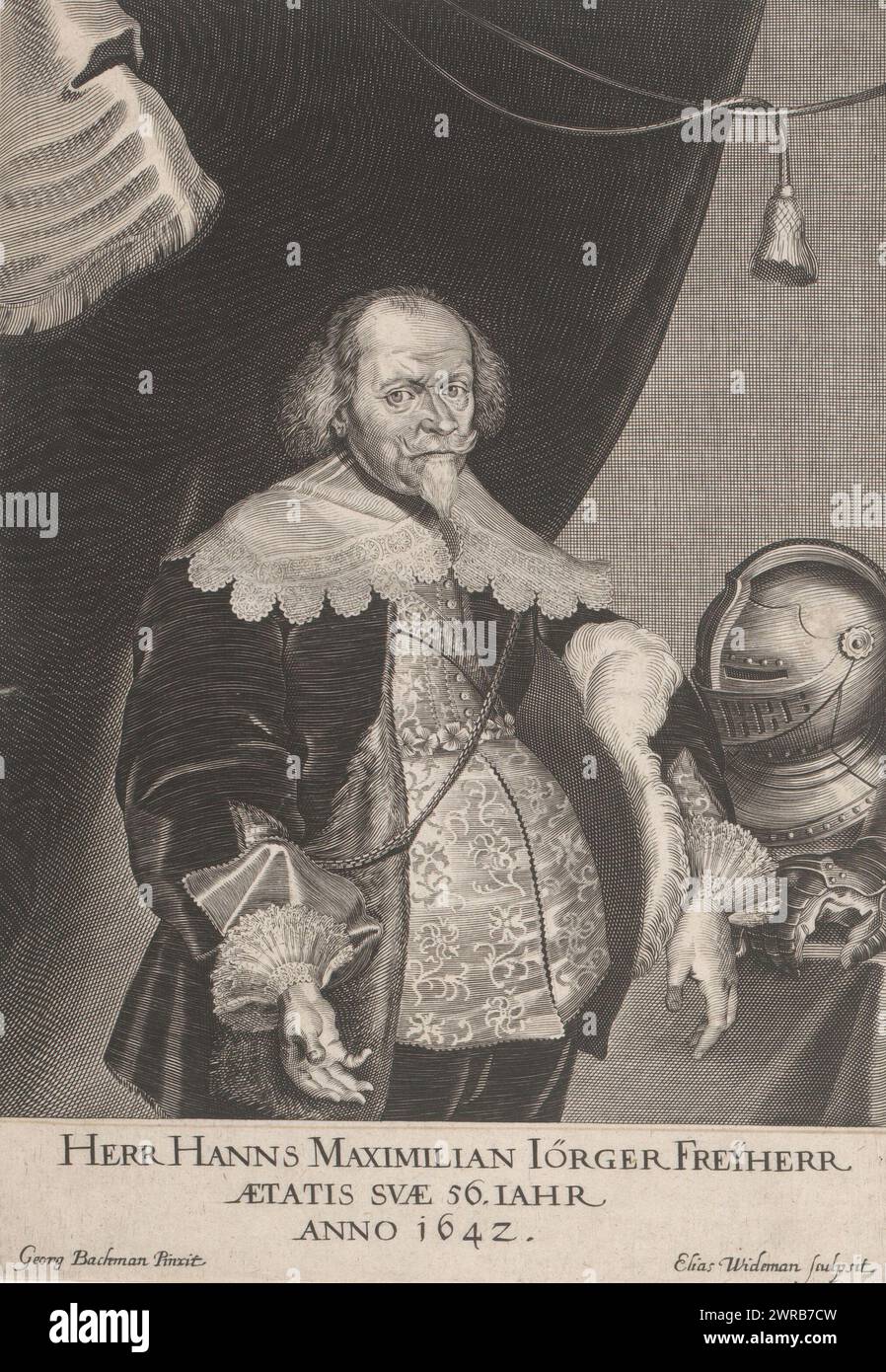 Portrait de Hans Maximilian Jörger von Tollet, imprimeur : Elias Widemann, après peinture par : Georg Bachmann, Autriche, (possiblement), 1642, papier, gravure, hauteur 235 mm × largeur 168 mm, impression Banque D'Images