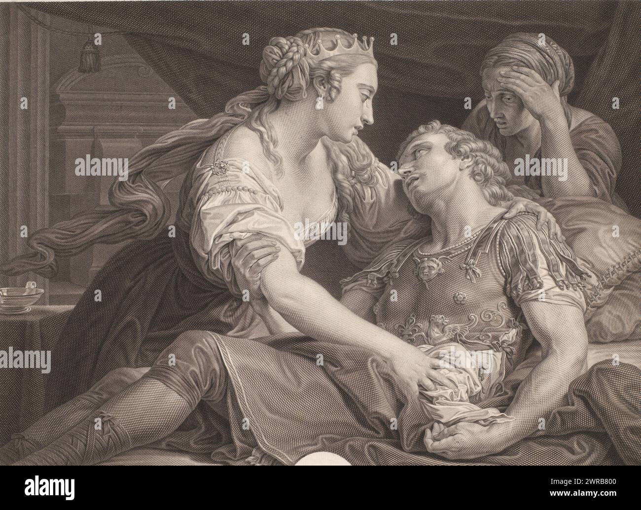 Mark Antony meurt dans les bras de Cléopâtre, imprimeur : Johann Georg Wille, après peinture par : Pompeo Batoni, 1778, papier, gravure, hauteur 382 mm × largeur 488 mm, impression Banque D'Images