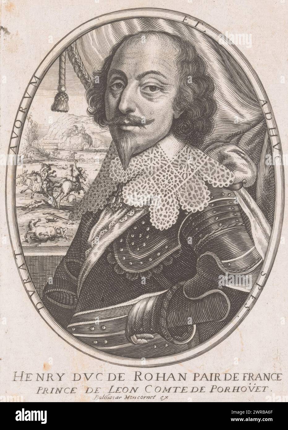 Portrait d'Henri II de Rohan, imprimeur : anonyme, éditeur : Balthazar Moncornet, Paris, 1610 - 1668, papier, gravure, gravure, hauteur 154 mm × largeur 111 mm, impression Banque D'Images