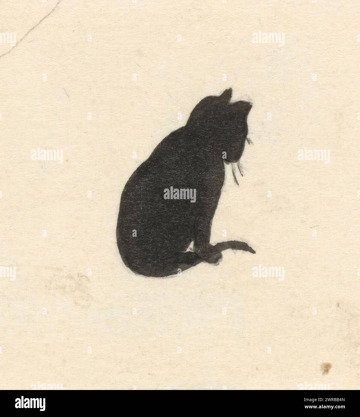 Conception pour une illustration car il y a une maison en Hollande : silhouette d'un chat, conception pour une impression., dessinateur : Nelly Bodenheim, 1884 - 1917, papier, pinceau, hauteur 48 mm × largeur 51 mm, dessin Banque D'Images Conception pour une illustration car il y a une maison en Hollande : silhouette d'un chat, conception pour une impression., dessinateur : Nelly Bodenheim, 1884 - 1917, papier, pinceau, hauteur 48 mm × largeur 51 mm, dessin Banque D'Images