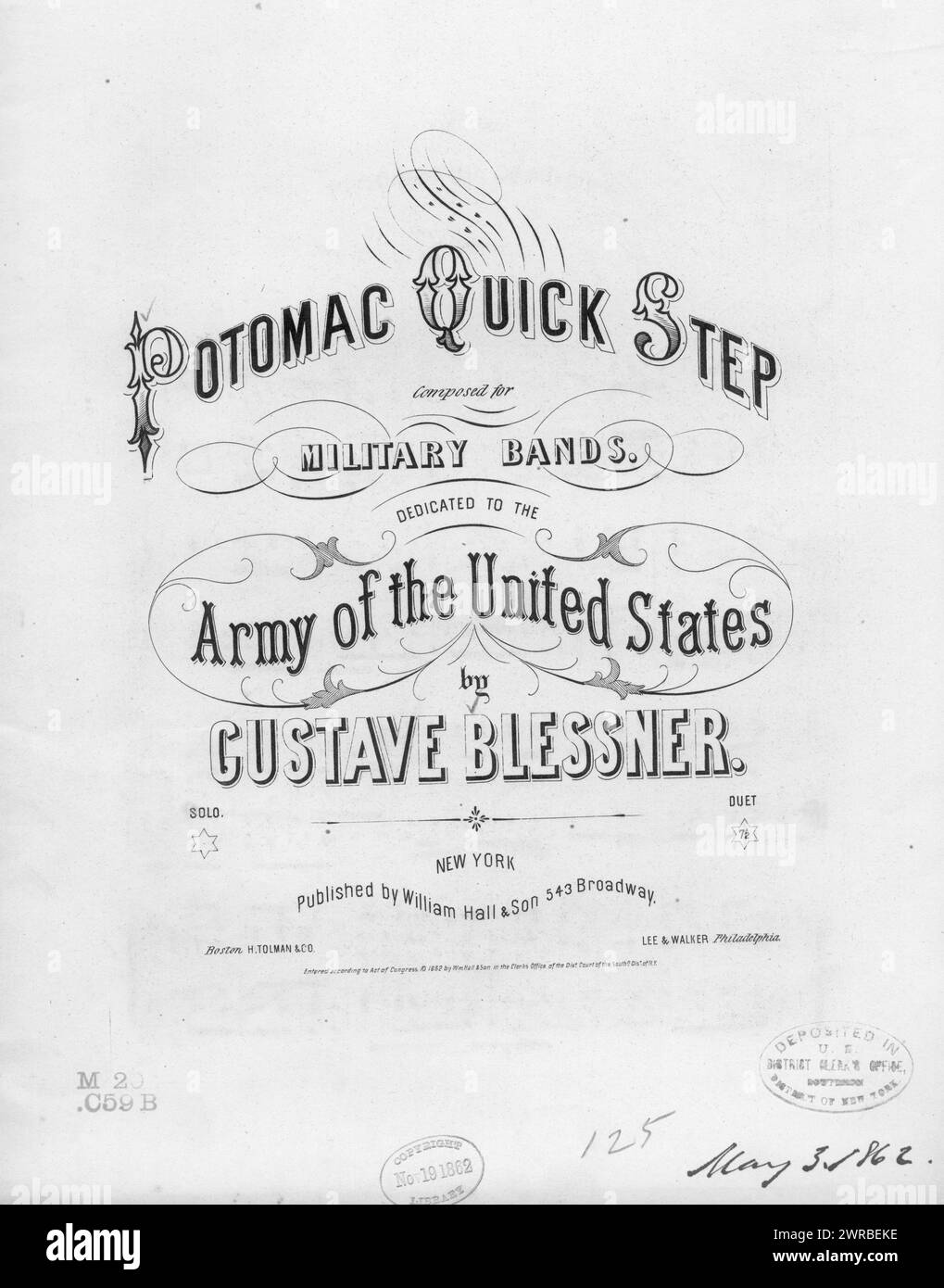 Potomac Quick step, Blessner, Gustave (compositeur), William Hall & son, New York, 1862., États-Unis, histoire, guerre civile, 1861-1865, chansons et musique Banque D'Images