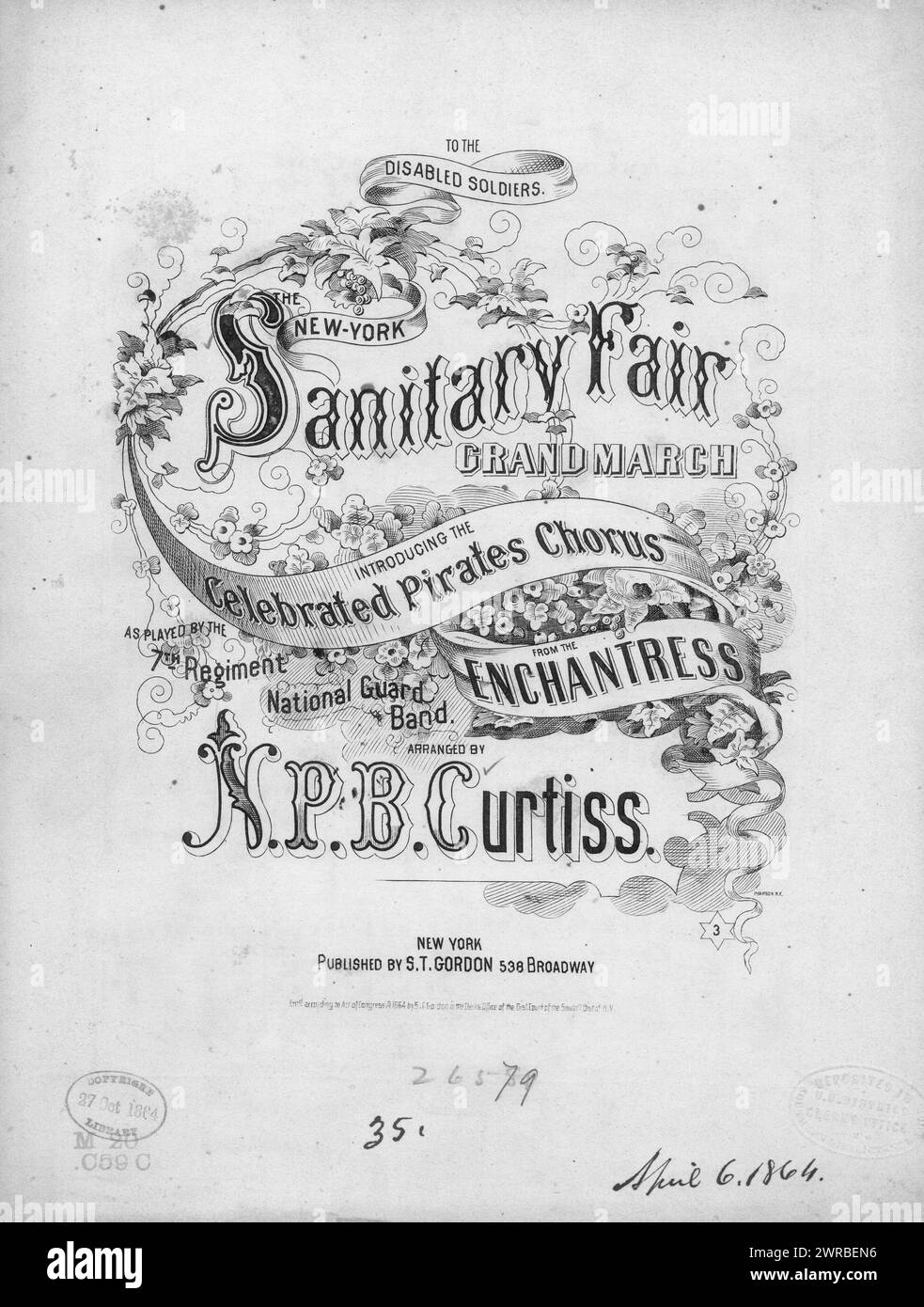 La foire sanitaire de New York, grande marche, Curtiss, N. P. B. (compositeur), S. T. Gordon, New York, 1864., États-Unis, histoire, Guerre civile, 1861-1865, chansons et musique Banque D'Images