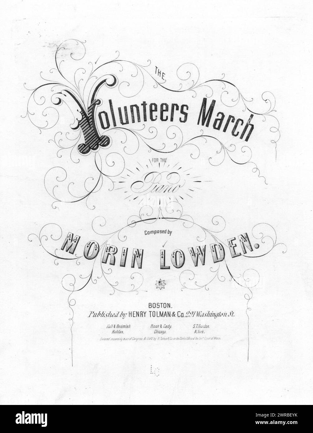 volunteer's march, Lowden, Morin (compositeur), Henry Tolman & Co., Boston, 1862., États-Unis, histoire, guerre civile, 1861-1865, chansons et musique Banque D'Images