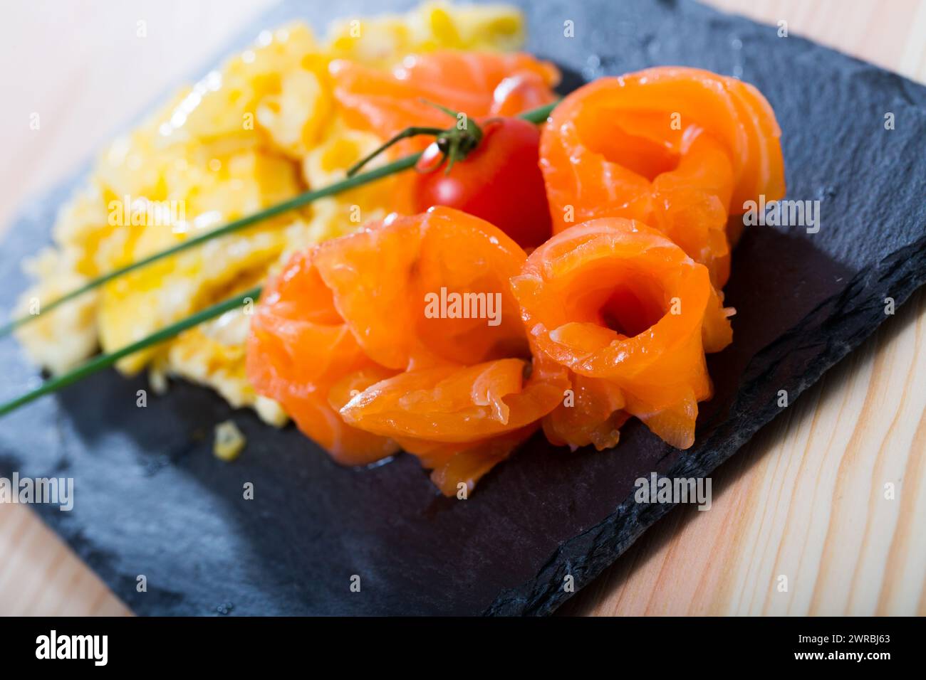 Omelette au saumon Banque D'Images