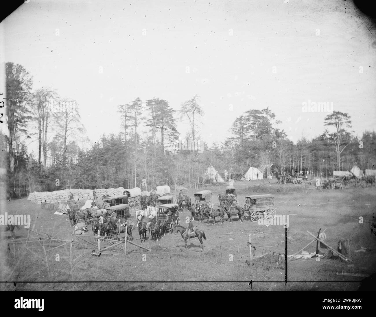 Brandy Station, Virginie. Bates Quarters. Quartier général, Armée du Potomac, O'Sullivan, Timothy H., 1840-1882, photographe, 1864 Apr., États-Unis, histoire, Guerre de Sécession, 1861-1865, négatifs en verre, 1860-1870, 1 négatif : verre, collodion humide Banque D'Images