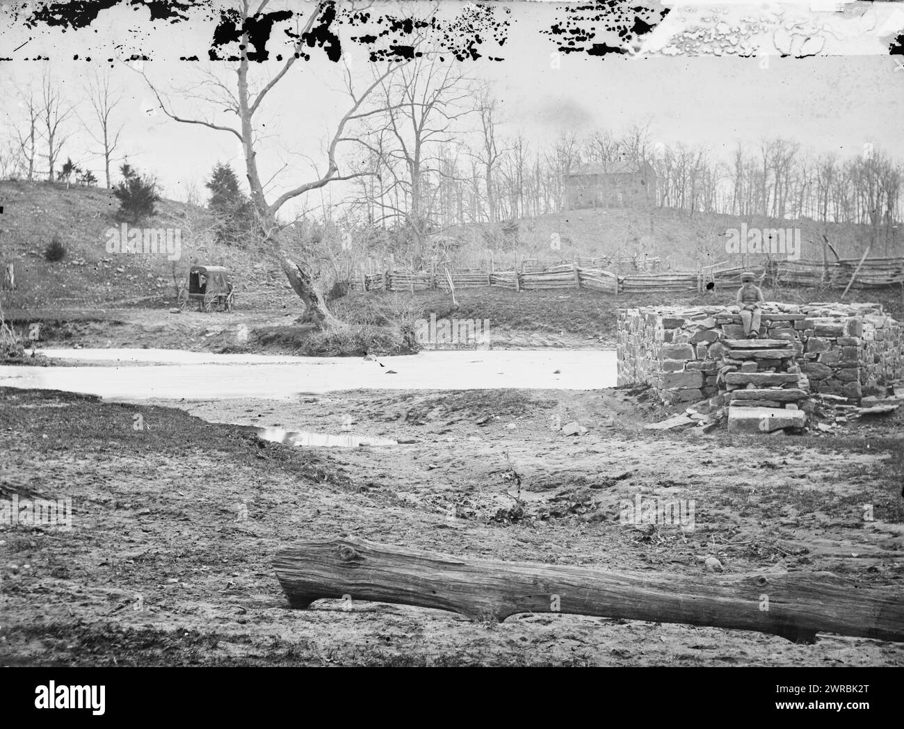 Bull Run, va Catharpin Run, Sudley Church, et les restes de la maison Sudley Sulphur Spring, photographie du principal théâtre de guerre de l'est, First Bull Run, juillet 1861., Barnard, George N., 1819-1902, photographe, 1862 mars., États-Unis, histoire, guerre civile, 1861-1865, Communications, Stereographs, 1860-1870., stéréographies, 1860-1870, négatifs collodion humide, 1 négatif (2 plaques) : verre, stéréographe, collodion humide Banque D'Images