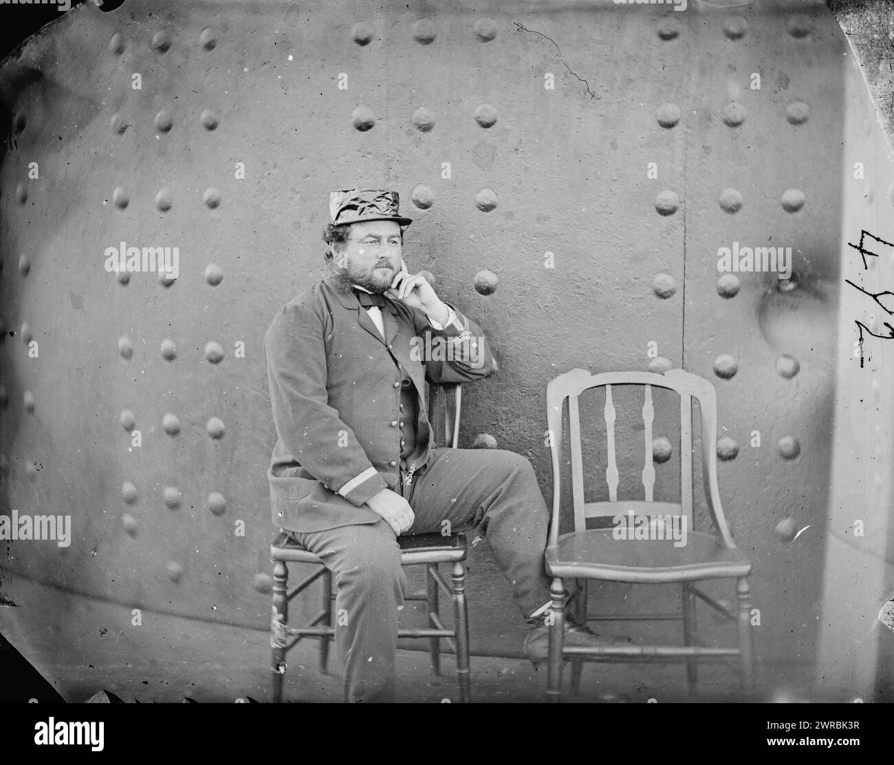 James River, Virginie. Capitaine W.N. Jeffers sur le pont du MONITEUR U.S.S. Gibson, James F., 1828-, photographe, 9 juillet 1862, États-Unis, histoire, Guerre civile, 1861-1865, négatifs en verre, 1860-1870, 1 négatif : verre, collodion humide Banque D'Images