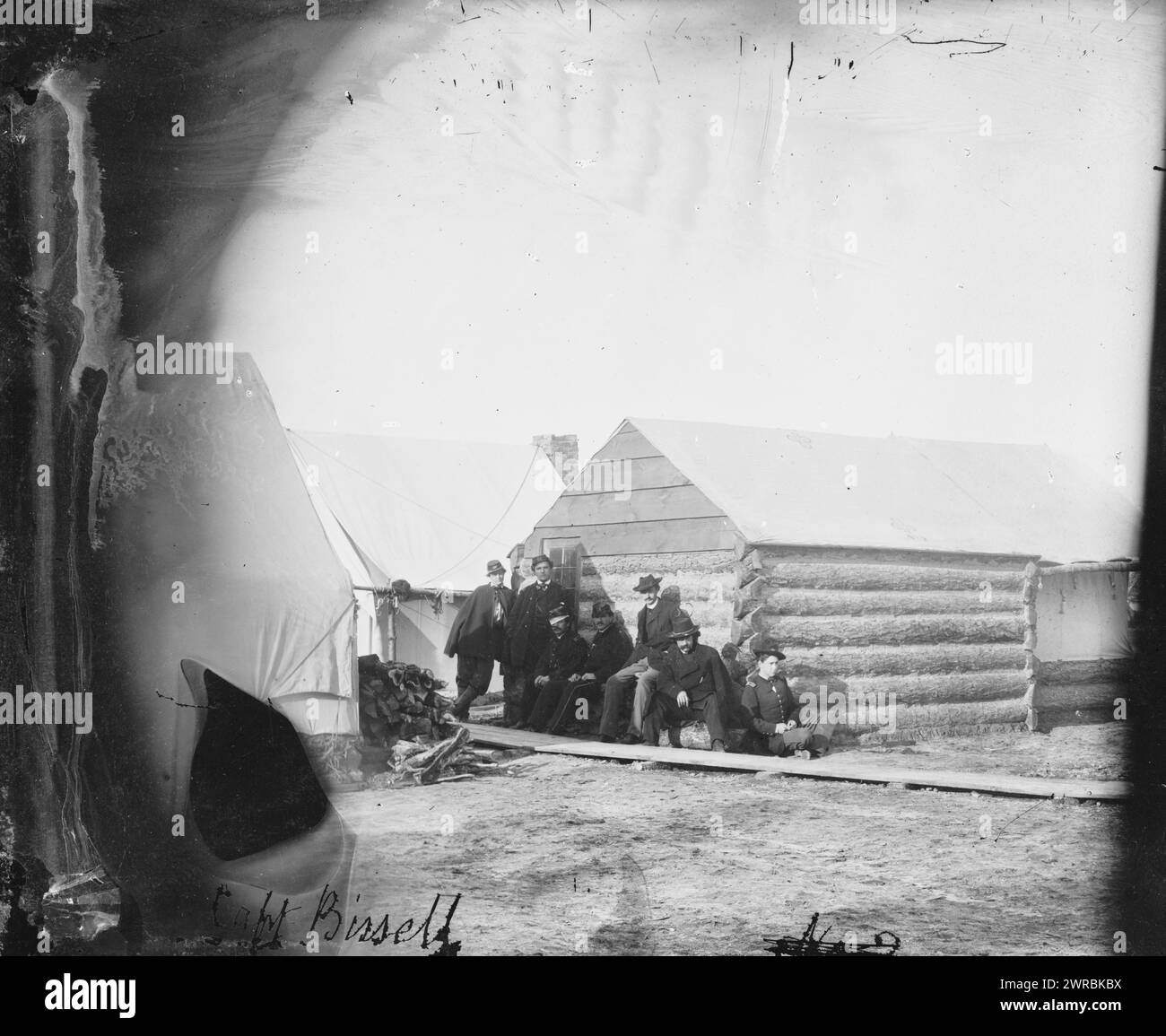 Virginia. Quartiers d'hiver du capitaine Bissel, armée du Potomac, entre 1861 et 1869, États-Unis, histoire, guerre de Sécession, 1861-1865, négatifs en verre, 1860-1870, 1 négatif : verre, collodion humide Banque D'Images