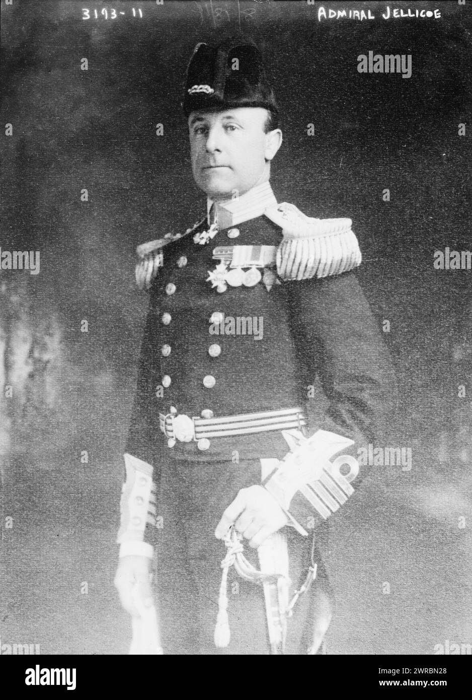 Admiral Jellicoe, photographie montre l'amiral John Jellicoe, 1er comte Jellico (1859-1935) qui a servi dans la Royal Navy britannique pendant la première Guerre mondiale, 1914 août 18, négatifs en verre, 1 négatif : verre Banque D'Images