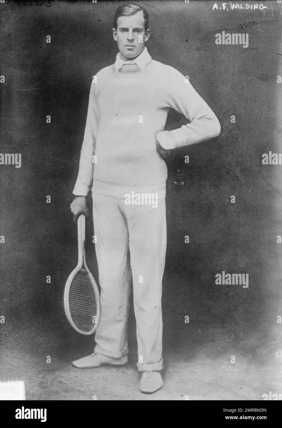 A.F. Wilding, photographie montre Anthony 'Tony' Frederick Wilding (1883-1915) joueur de tennis de Nouvelle-Zélande qui a été tué pendant la première Guerre mondiale, 1914 août? 14, négatifs en verre, 1 négatif : verre Banque D'Images