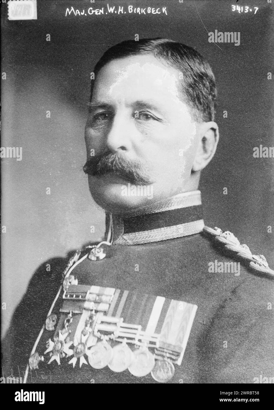 Major Gen. W.H. Birkbeck, photographie montrant le général Sir William Henry Birkbeck (1863-1929), directeur des remontages au quartier général de l'armée britannique de 1912 à 1920., entre env. 1910 et env. 1915, négatifs en verre, 1 négatif : verre Banque D'Images