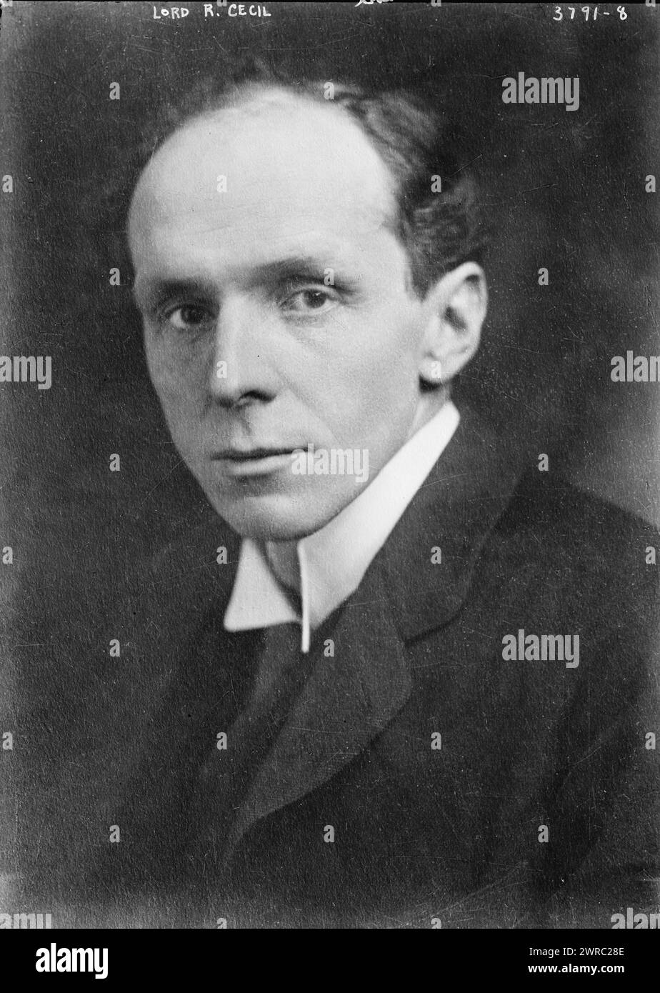Lord R. Cecil, photographie montre Lord Robert Cecil (1864-1958), 1er vicomte Cecil de Chelwood, qui a servi comme ministre britannique du commerce de la guerre et était un avocat de la Société des Nations., entre CA. 1915 et env. 1920, négatifs en verre, 1 négatif : verre Banque D'Images