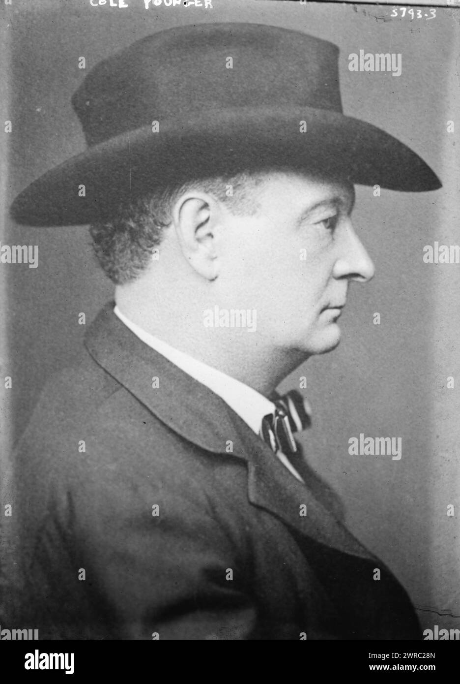 Cole Younger, la photographie montre Thomas Coleman 'Cole' Younger (1844-1916), une guérilla confédérée de la guerre de Sécession et plus tard un chef du gang James-Younger qui est décédé le 21 mars 1916., entre CA. 1915 et env. 1920, négatifs en verre, 1 négatif : verre Banque D'Images