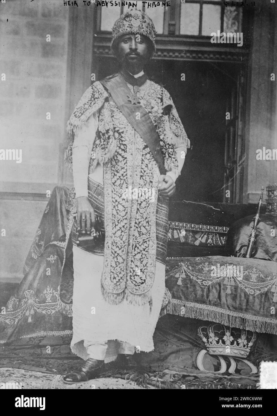 Héritier du trône abyssinien, photographie montre Haile Selassie I (1892-1975) qui a servi comme régent d'Ethiopie (1916-1930) et empereur d'Ethiopie (1930-1974)., 1917 mars 26, négatifs en verre, 1 négatif : verre Banque D'Images