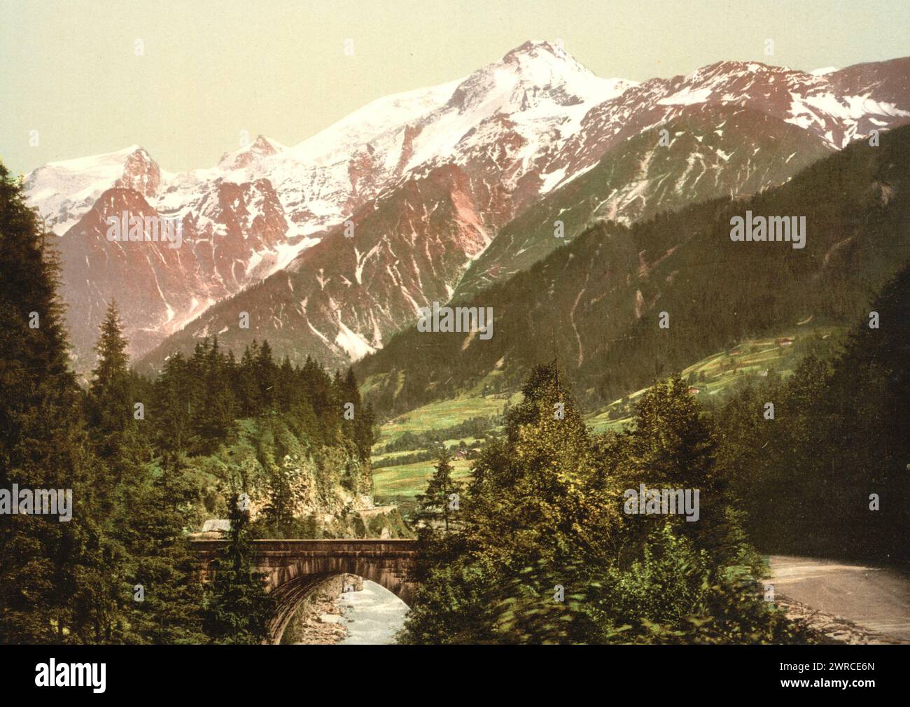 Prog Pont Marie, vallée de Chamonix, France, entre env. 1890 et env. 1900., Color, 1890-1900 Banque D'Images