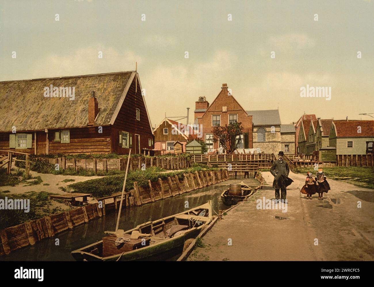 Kerkenbuurt, près de l'église, Marken Island, Hollande, entre env. 1890 et env. 1900., pays-Bas, Marken Island, Color, 1890-1900 Banque D'Images