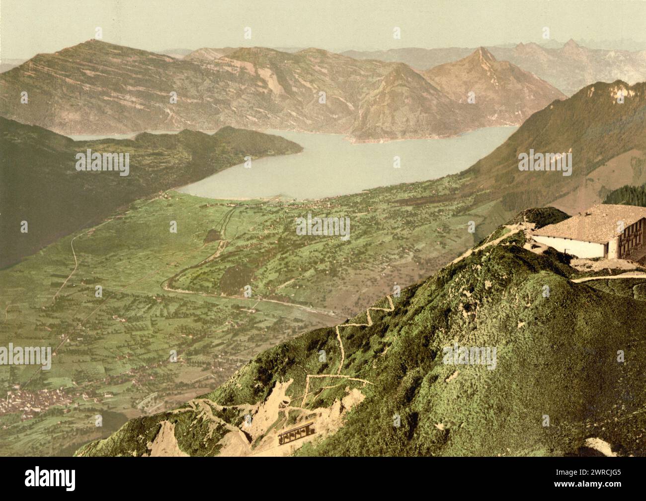 Vue de Stans, Lac des quatre Cantons et Rigi, Stanserhorn, Suisse, entre CA. 1890 et env. 1900., Color, 1890-1900 Banque D'Images