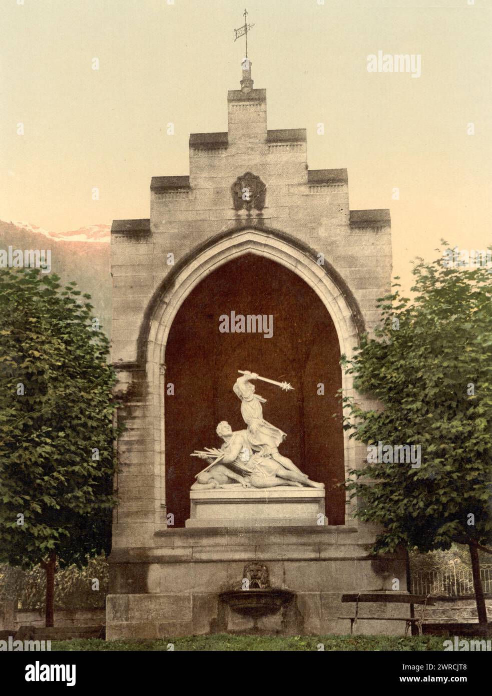 Monument Winkelried, Stans, Unterwald, Suisse, entre CA. 1890 et env. 1900., Color, 1890-1900 Banque D'Images
