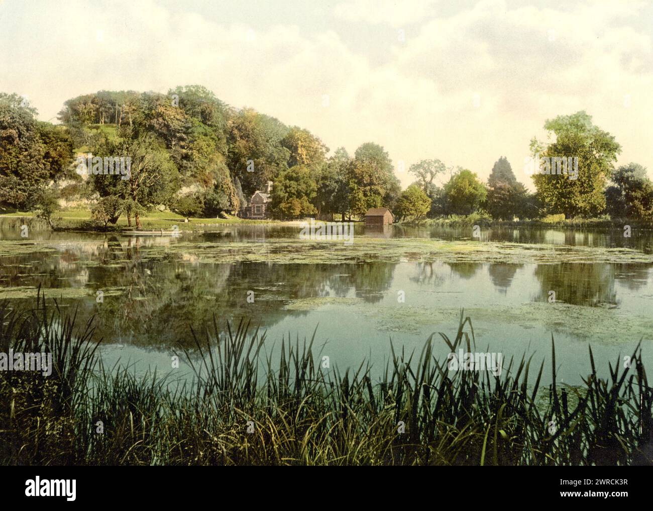 Lac Swanbourne, château d'Arundel, Angleterre, entre CA. 1890 et env. 1900., Angleterre, Arundel, Color, 1890-1900 Banque D'Images