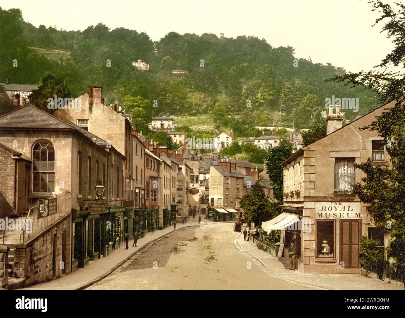 Matlock South Parade et Heights of Abraham, Derbyshire, Angleterre, entre CA. 1890 et env. 1900., Angleterre, Derbyshire, Color, 1890-1900 Banque D'Images