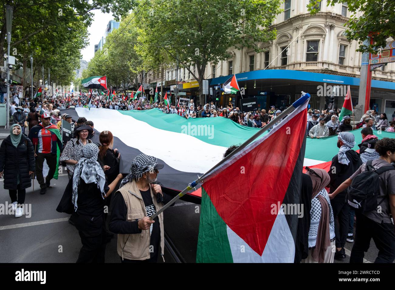 Manifestation pro-palestinienne à Melbourne, Victoria, Australie Banque D'Images