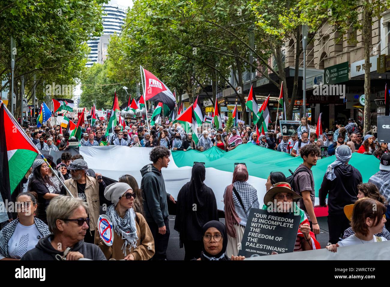 Manifestation pro-palestinienne à Melbourne, Victoria, Australie Banque D'Images