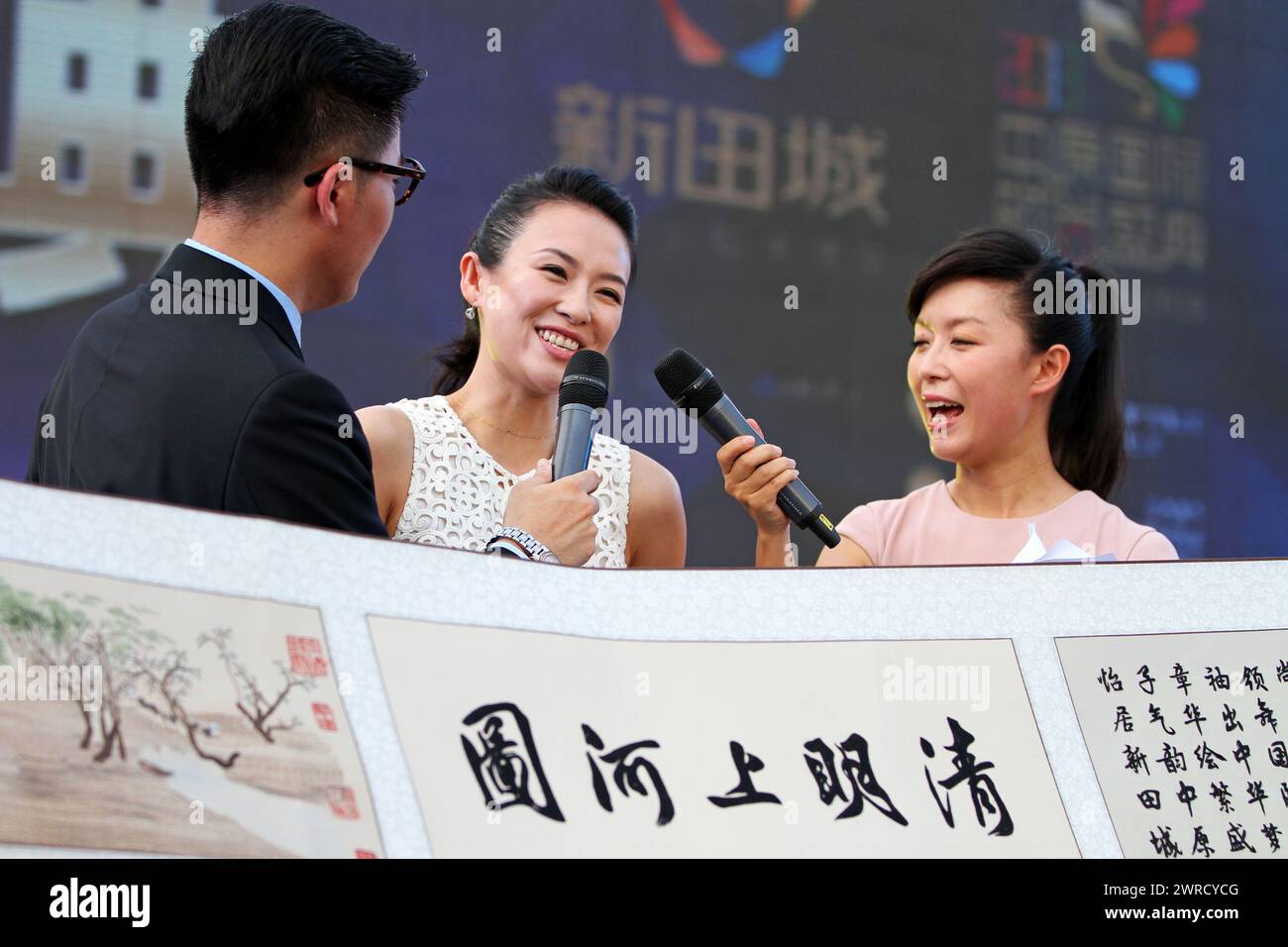 ZHENGZHOU, CHINE - AUGUST 17, 2013 - (FILE) L'actrice Zhang Ziyi assiste à un événement de célébration dans une propriété de Zhengzhou, province du Henan, Chine, le 1er août Banque D'Images