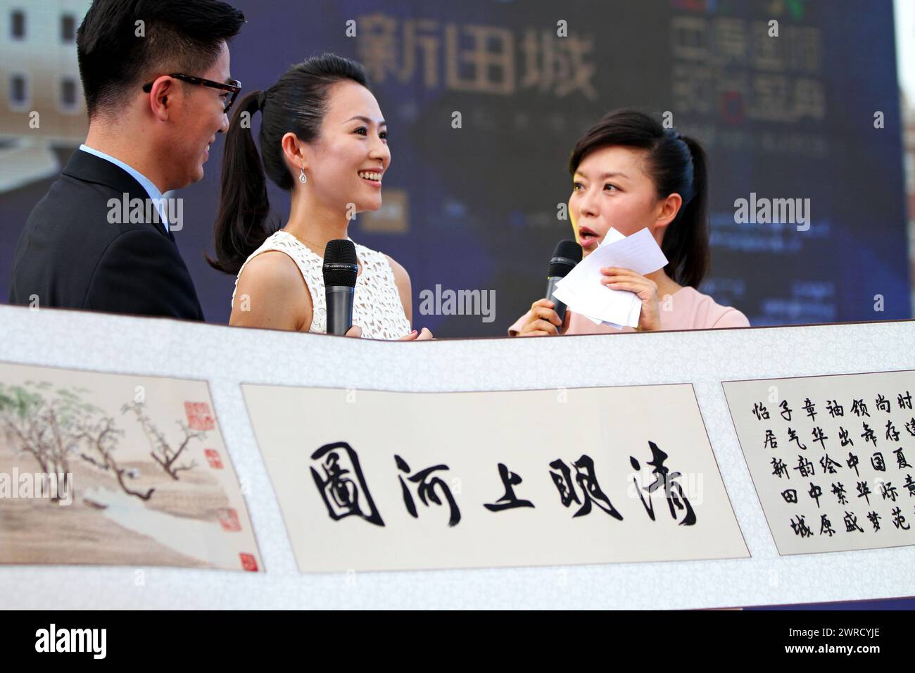 ZHENGZHOU, CHINE - AUGUST 17, 2013 - (FILE) L'actrice Zhang Ziyi assiste à un événement de célébration dans une propriété de Zhengzhou, province du Henan, Chine, le 1er août Banque D'Images
