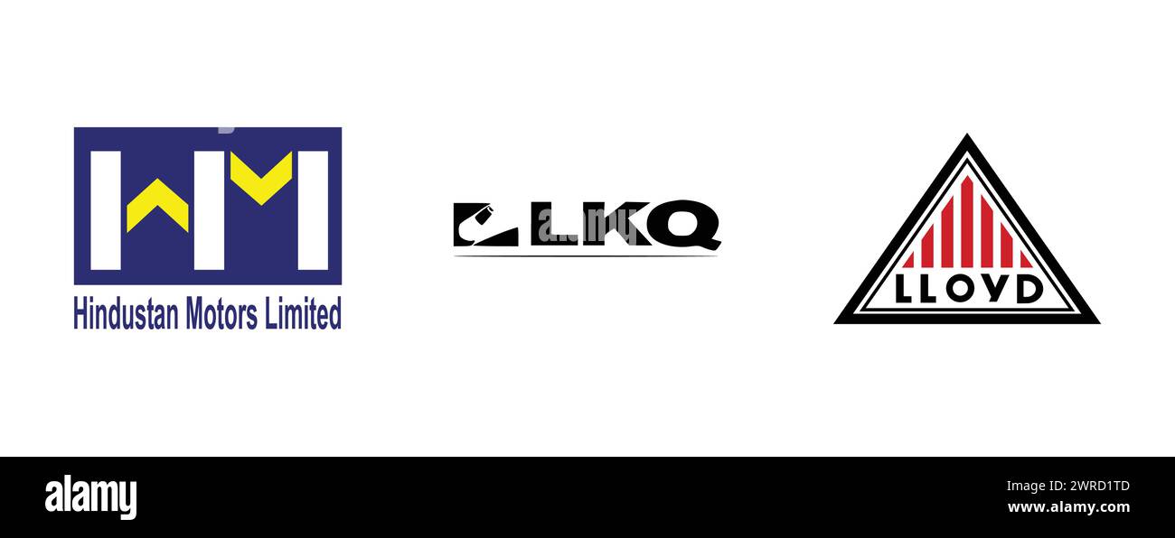 Hindustan Motors, Lloyd Cars, LKQ Corporation. Collection de logo de marque vectorielle. Illustration de Vecteur