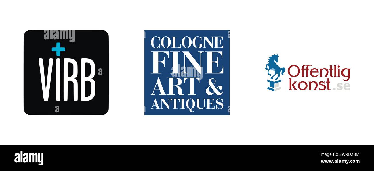 Offentlig Konst, Cologne Fine Art and Antiquités, VIRB. Collection de logo de marque vectorielle. Illustration de Vecteur