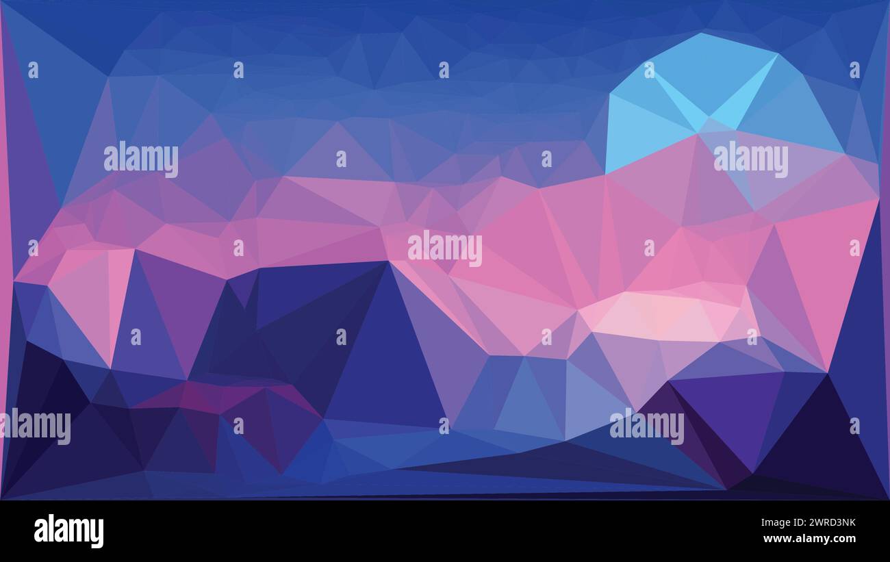 Bleu vecteur foncé et violet fond abstrait Low poly, tendance, géométrique, papier peint polygonal cyber, affiche de style triangle Illustration de Vecteur