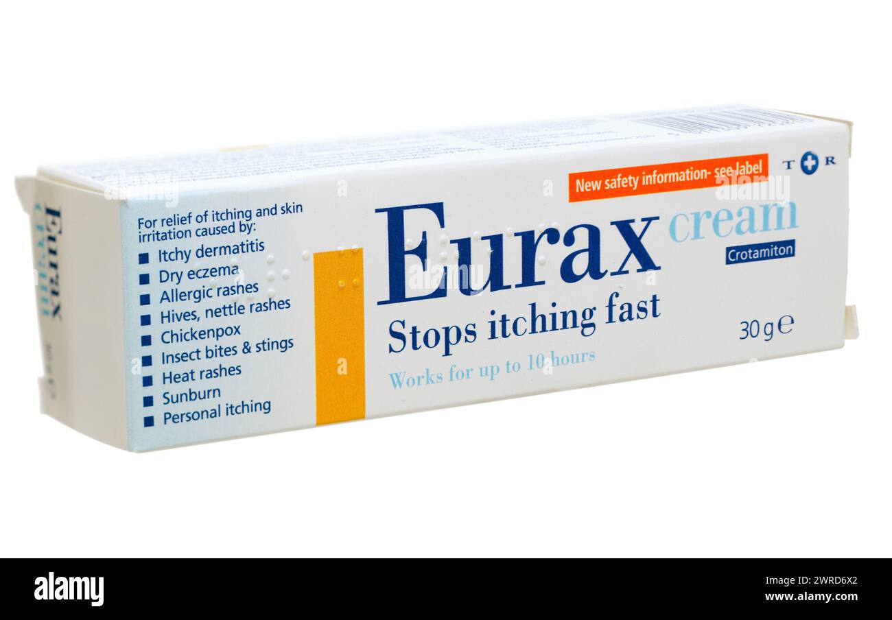 Boîte de crème Eurax anti irritation Banque D'Images