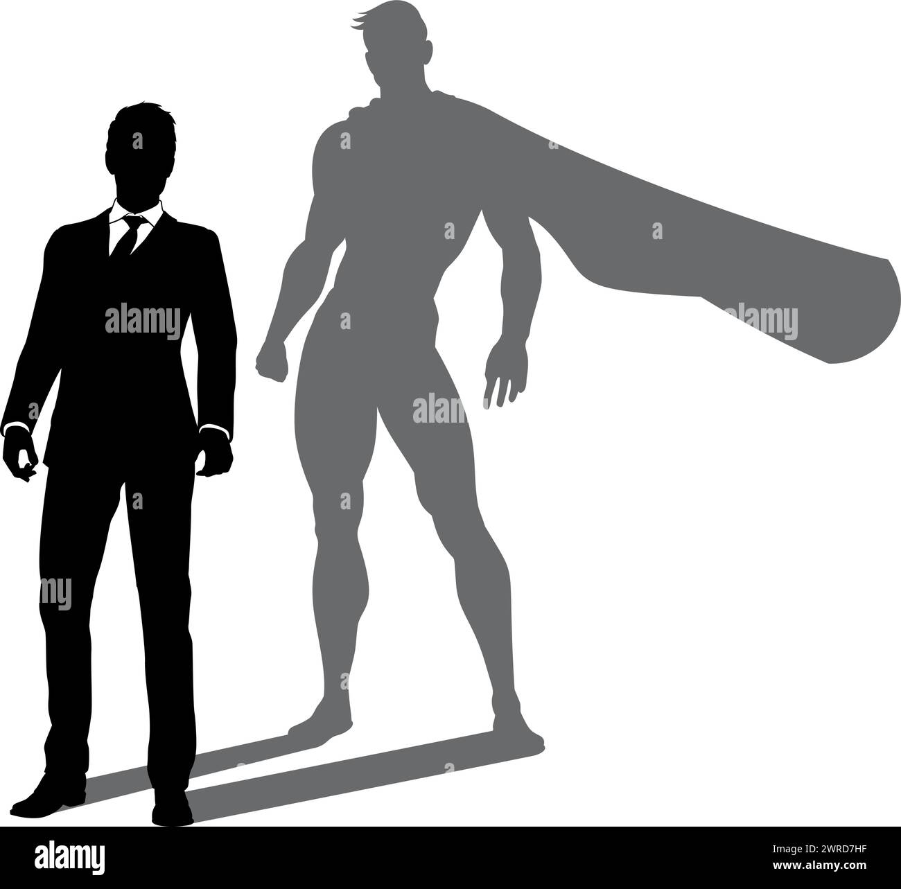 Super héros Business Man avec Super Hero Shadow Illustration de Vecteur