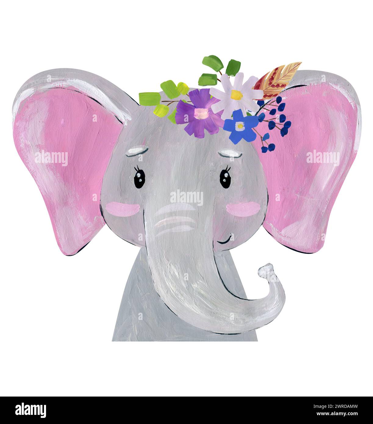 Portrait d'éléphant aquarelle. Banque D'Images