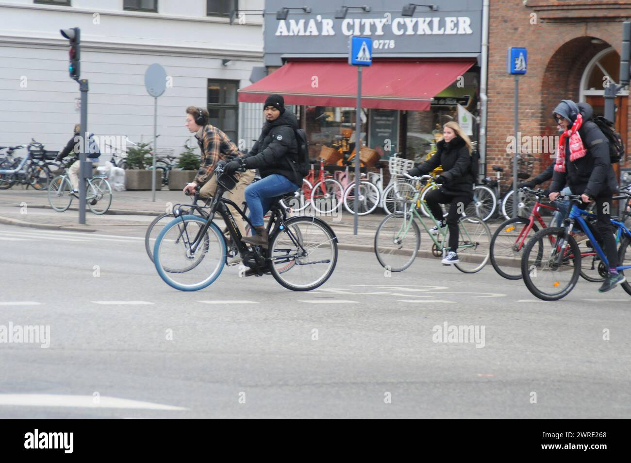 Copenhague, Danemark /12 Mach 2024/.piste cyclable pour cyclistes dans la capitale dan ish Copenhague. (Photo.Francis Joseph Dean/Dean Pictures) Banque D'Images