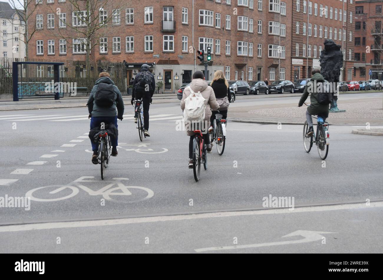 Copenhague, Danemark /12 Mach 2024/.piste cyclable pour cyclistes dans la capitale dan ish Copenhague. Photo.Francis Joseph Dean/Dean Pictures Banque D'Images