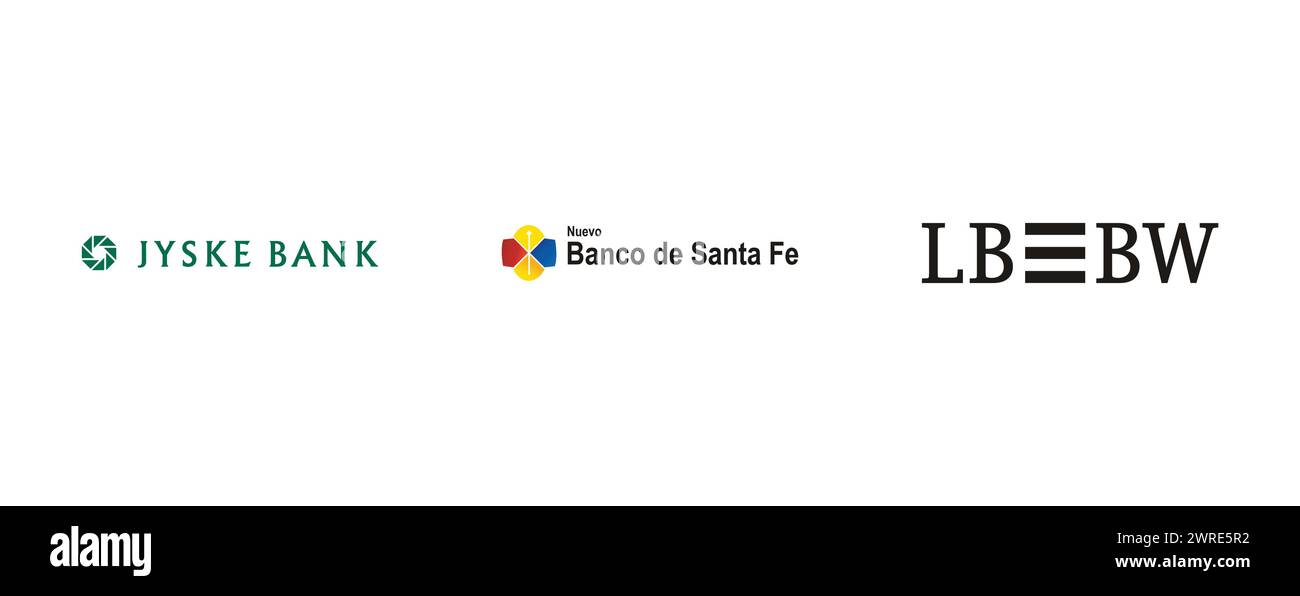 Landes Bank Baden Wurttemberg, Nuevo Banco de Santa Fe, Jyske Bank. Collection de logo de marque vectorielle. Illustration de Vecteur