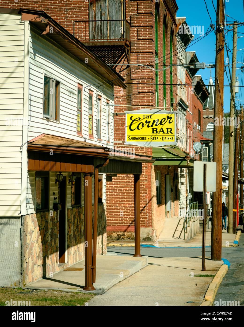 Le panneau vintage Corner Bar, Tremont, Pennsylvanie Banque D'Images